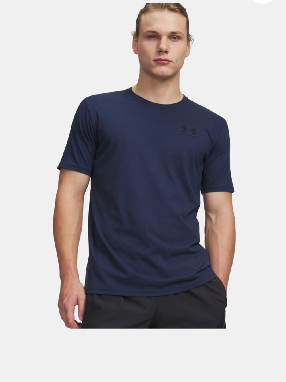 •Under Armour Loose Men's Heather Navy Short Sleeve Large Shirt #IH